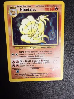 Pokemon TCG Ninetales Base Set 1999 Holo Rare Card 12/102 Unlimited - Image 1