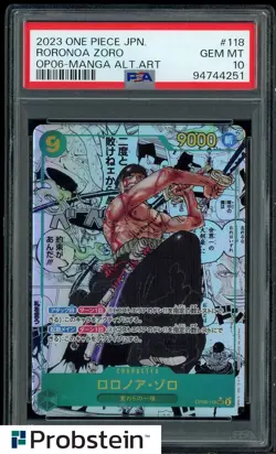 2023 One Piece OP06 Japanese Manga Alternate Art #118 Roronoa Zoro PSA 10 - Image 1