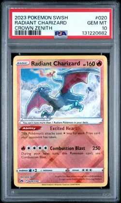 2023 Pokemon SWSH Crown Zenith Radiant Charizard #020 PSA 10 GEM MINT - Image 1