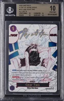 2025 ONE PIECE FIST OF DIVINE SPEED RARE ALT ART #OP11-080 GEAR TWO BGS 10 - Image 1