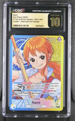 One Piece Nami Leader Alt Art OP11-041 A Fist of Divine Speed CGC PRISTINE 10 - Image 1