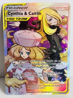 Cynthia & Caitlin Full Art Trainer Tag Team card 228/236 Cosmic Eclipse LP - Image 1