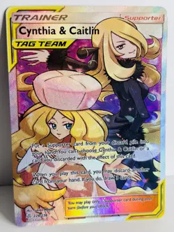 Cynthia & Caitlin Full Art Trainer Tag Team card 228/236 Cosmic Eclipse LP - Image 2