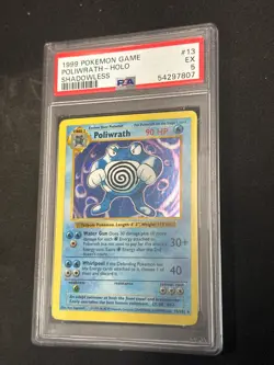 1999 Pokemon Game Poliwrath Holo Shadowless PSA 5 #13 - Image 1