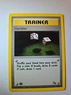 Pokemon Fossil 1st Edition Gambler Card 60/62 Regular Finish LP-NM - Image 1