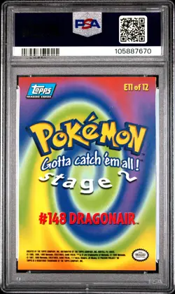 1999 TOPPS POKEMON THE MOVIE EDITION #E11 DRAGONAIR #148 PSA 10 - Image 2