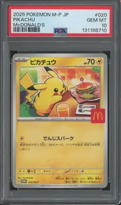 2025 Pokemon McDonalds Promo Japanese #020 Pikachu Gem Mint PSA 10 - Image 1