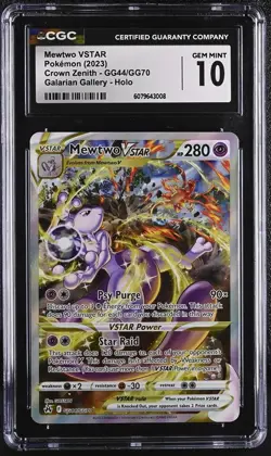 2023 Pokemon Crown Zenith Mewtwo VSTAR #GG44/GG70 Full Art CGC 10 GEM MINT - Image 1
