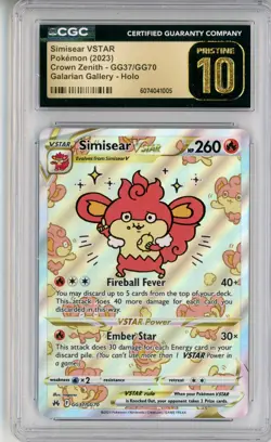 CGC Pristine 10 Simisear VSTAR GG37/GG70 Crown Zenith: Galarian Gallery Holo - Image 1