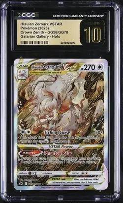 Pokemon Card Hisuian Zoroark VSTAR Crown Zenith GG56/GG70 CGC Pristine 10 - Image 1