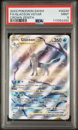 2023 POKEMON SWORD & SHIELD CROWN ZENITH #GG40 FULL ART/GLACEON VSTAR PSA 9 - Image 1
