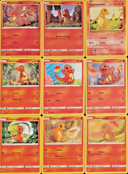 (9x) CHARMANDER Pokemon Card Collection Set Deck Building FIRE HOLO - Image 1