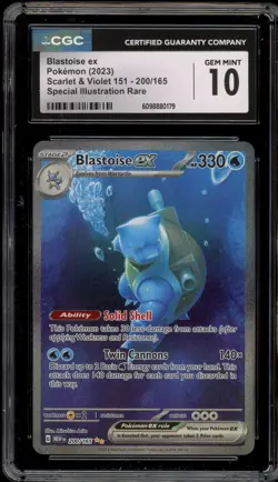 Pokemon Blastoise ex 151 MEW EN Special Illustration Rare #200 CGC 10 Gem Mint - Image 1