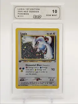 LUGIA 2000 POKEMON MEW NEO GENESIS 1ST EDITION RARE HOLO 9/111 AS 10 Q4596 - Image 1