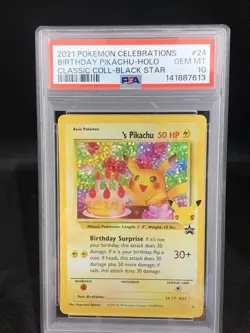2021 Pokemon Celebrations Birthday Pikachu Holo Black Star PSA 10 - Image 1