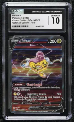 Full Art - Raikou V Pokemon Sword & Shield Crown Zenith Galarian Gallery CGC 10 - Image 1