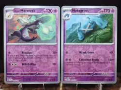 Marowak 057/159 & Metagross 063/159 Journey Together Reverse Holo Pokemon Cards - Image 1