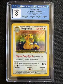 1999 Pokemon Fossil Holo #4 Dragonite CGC 8 - Image 1