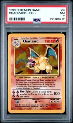 1999 Pokemon Base Set Charizard #4 Holo PSA 7 - Image 1