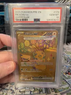 Pokemon Pikachu Ex Prismatic Evolutions Gold Holo Hyper Rare PSA 10 - Image 1