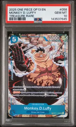 2025 ONE PIECE OP13 058 CARRYING ON HIS WILL MONKEY D LUFFY TREASURE RARE PSA 10 - Image 1
