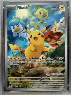 POKEMON PALDEA EVOLVED POKEMON CENTER ETB PROMO SVP #027 PIKACHU PSA 9 - Image 2