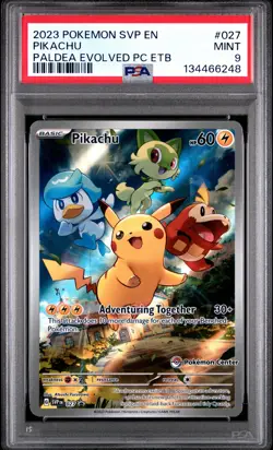 2023 POKEMON PALDEA EVOLVED POKEMON CENTER ETB PROMO SVP #027 PIKACHU PSA 9 - Image 1