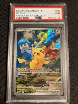 2023 POKEMON CENTER SVP EN PIKACHU PALDEA EVOLVED PC ETB STAMPED PROMO 027 PSA 9 - Image 1