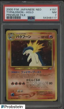 2000 Pokemon TCG Japanese Neo Premium File #157 Typhlosion Holo PSA 7 NEAR MINT - Image 1