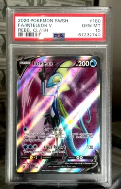 2020 Pokemon SWSH Rebel Clash #180 Full Art Inteleon V PSA 10 Card GEM MINT F.A. - Image 1