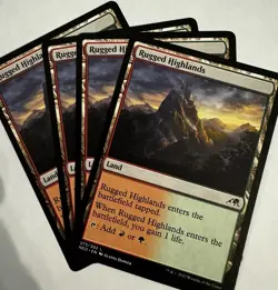 Rugged Highlands (273) Kamigawa: Neon Dynasty x4 4x NEO MTG Playset Magic - Image 1