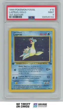 1999 Pokemon 1st Edition Fossil Holo Lapras PSA 9 #10/62 - Image 1