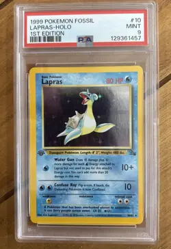 1999 POKEMON FOSSIL 1ST EDITION #10 LAPRAS-HOLO PSA 9 - Image 1