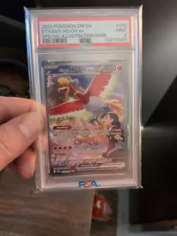 2025 POKEMON DESTINED RIVALS 230 ETHANS HO-OH EX SPECIAL ILLUSTRATION RARE PSA 9 - Image 1