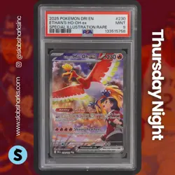 2025 POKEMON DESTINED RIVALS #230/182 ETHAN'S HO-OH EX SIR PSA 9 - Image 1