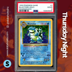1999 POKEMON BASE SET SHADOWLESS #2/102 BLASTOISE RARE HOLO PSA 2 - Image 1