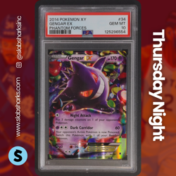 2014 POKEMON XY PHANTOM FORCES #34/119 GENGAR EX PSA 10 - Image 1