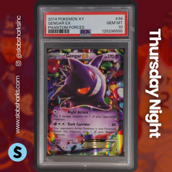 2014 POKEMON XY PHANTOM FORCES #34/119 GENGAR EX PSA 10 - Image 1