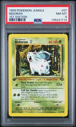 1999 POKEMON JUNGLE 1ST EDITION #57 NIDORAN PSA 8 - Image 1