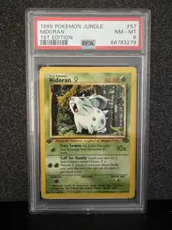 1999 POKEMON JUNGLE #57 NIDORAN PSA 8 - Image 1