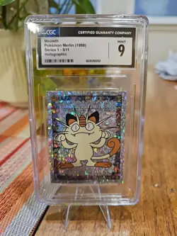 1998 Pokemon Merlin Series 1 Meowth CGC 9 U.K. #S11 Holographic - Image 1