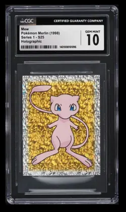 1998 Pokemon Merlin Sticker Series 1 Mew CGC 10 U.K. #S25 Holographic - Image 1