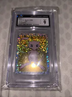 1998 Pokemon Merlin Mew Series 1 S25 Gold Holographic Sticker CGC 9 - Image 2