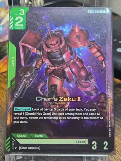 Gundam Trading Card Game Zeon’s Rush ST03-006 LR Char's Zaku II Near Mint Foil - Image 1