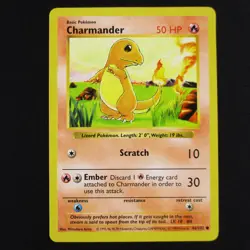 Charmander 46/102 Base Shadowless WoTC Pokemon TCG MP - Image 1