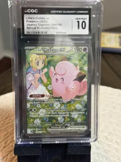 Pokemon Lillie's Clefairy ex 184/159 Sv09: Journey Together Holo Rare CGC 10 - Image 1