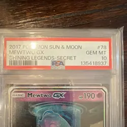 Pokemon Mewtwo GX 78/73 Shining Legends Secret Rare Holo PSA 10 - Image 3