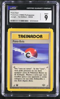 CGC 9 Poke Ball 64/64 Portuguese Pokemon 1999 Jungle - 1st Edition - Image 1