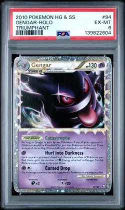 2010 POKEMON HEARTGOLD & SOULSILVER TRIUMPHANT #94 GENGAR HOLO PSA 6 Rare Graded - Image 1