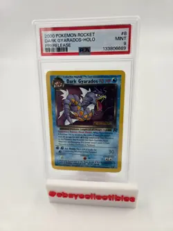 PSA 9 Mint 2000 Pokemon Rocket #8 Promo Dark Gyarados Holo Prerelease - Image 1